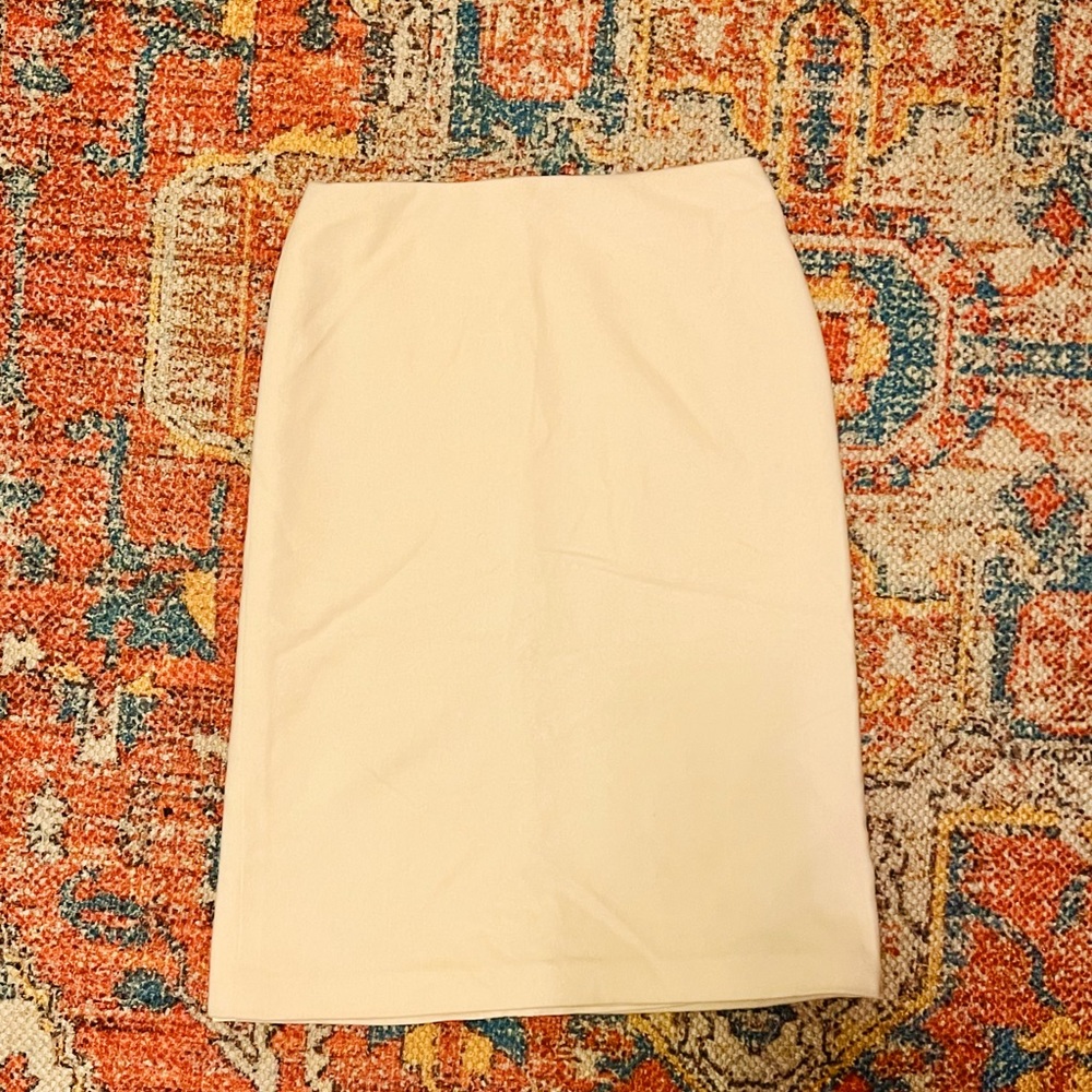 Ralph Lauren Silk Wool Pencil Skirt - Cream / Off White